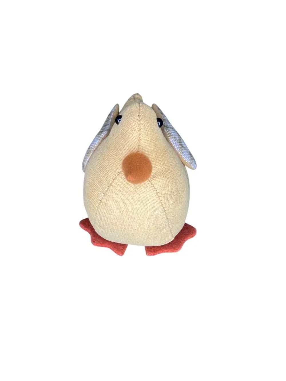 Yellow Duck Plush Toy With Gingham Wings & Orange Felt Beak And Feet Soft & Ligh